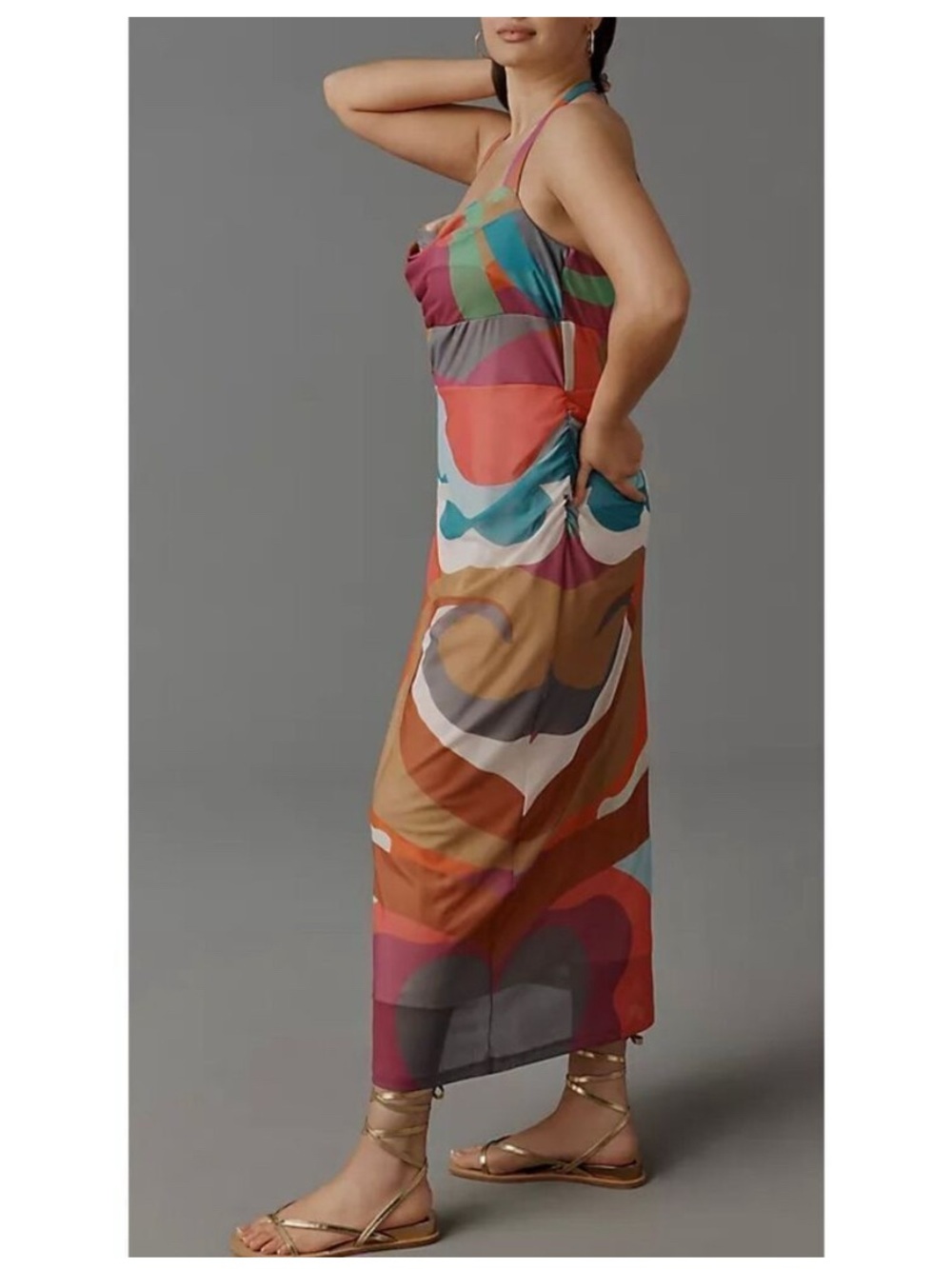 Anthropologie Square-Neck Halter Midi Dress